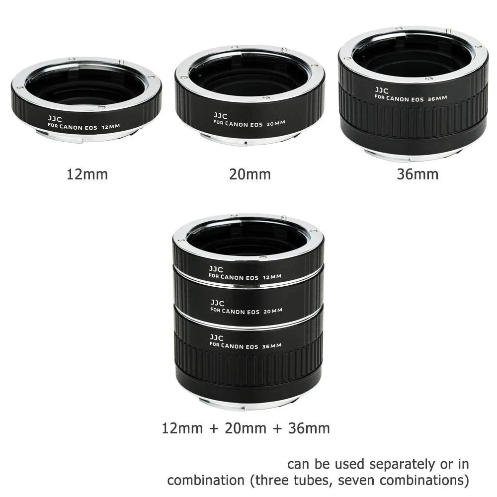 JJC Auto Focus Extension Tube Set 12mm 20mm 36mm for Canon EOS EF EF-S Mount
